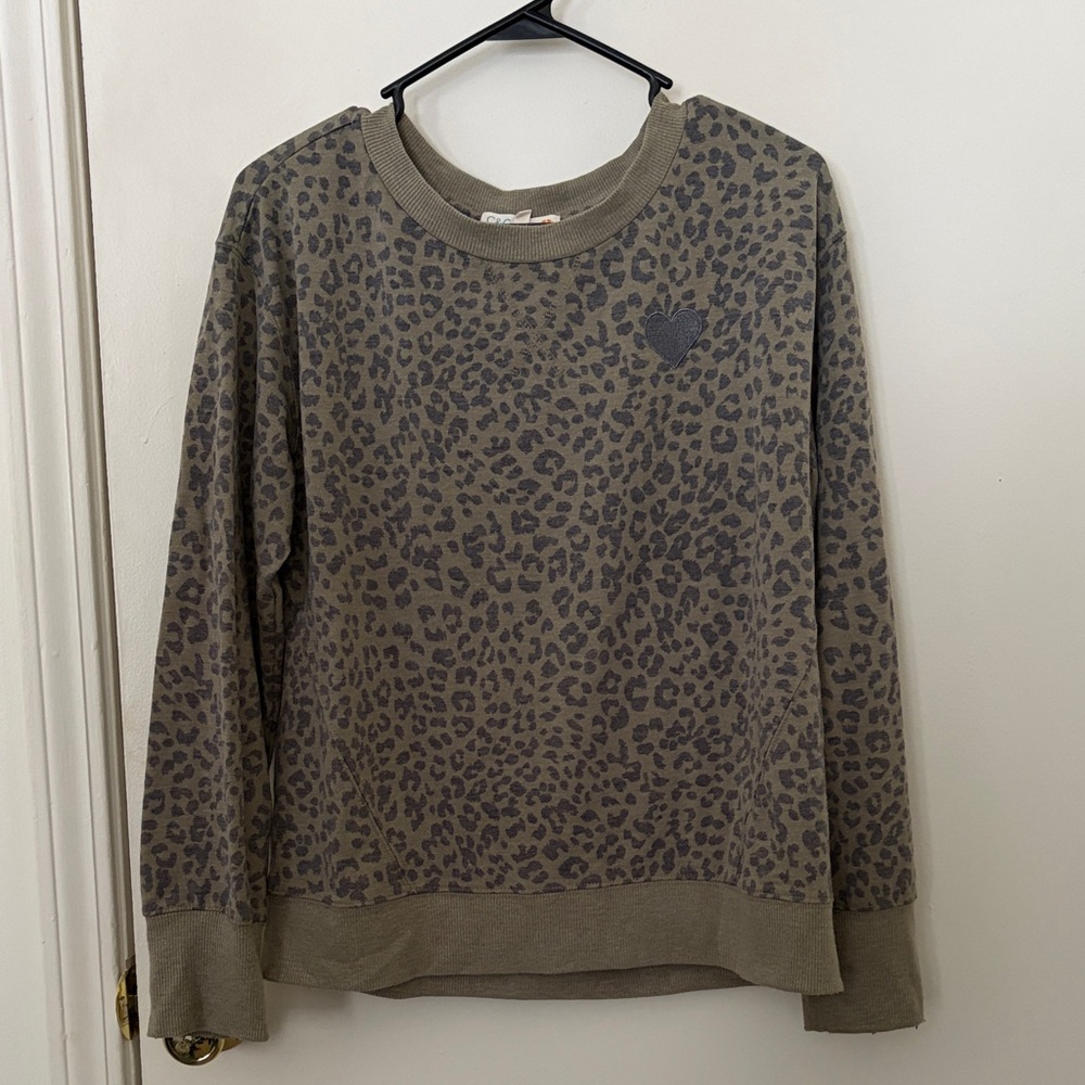CC Boutique Leopard Print Women's Sweatshirt - Gray and Brown